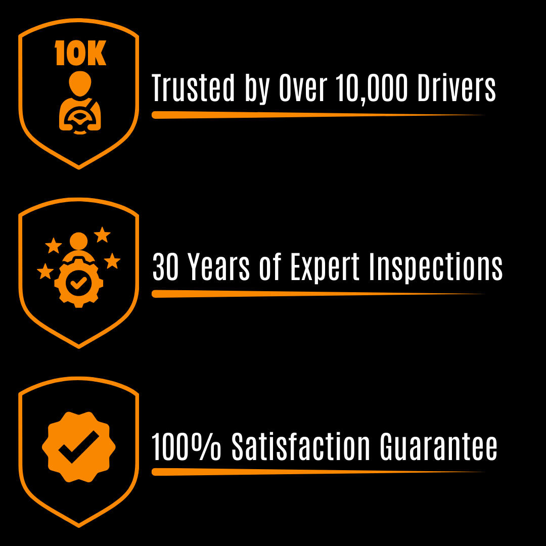 Trust badge: Trusted by over 10,000 drivers, 30 years of expert inspections, 100% satisfaction guaranteed.