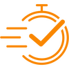 24-hour turnaround Orange stopwatch icon representing Maxamy’s 24-hour turnaround time for inspection reports.